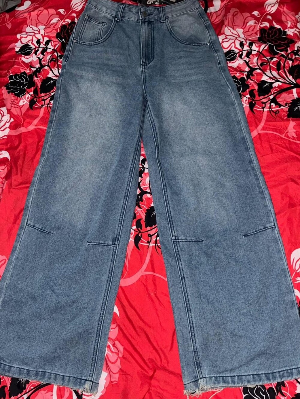 Wide Leg Women's Jeans in Faded Blue